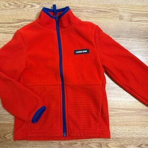Lands' End Vibrant Red Fleece with Blue Trim boys 4-5 xs